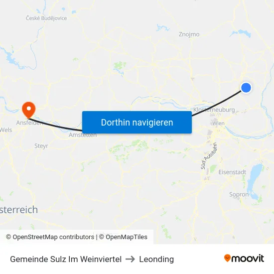 Gemeinde Sulz Im Weinviertel to Leonding map
