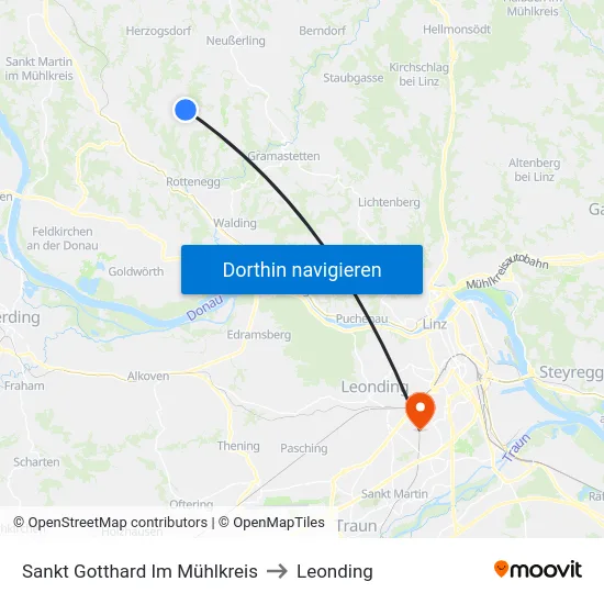 Sankt Gotthard Im Mühlkreis to Leonding map
