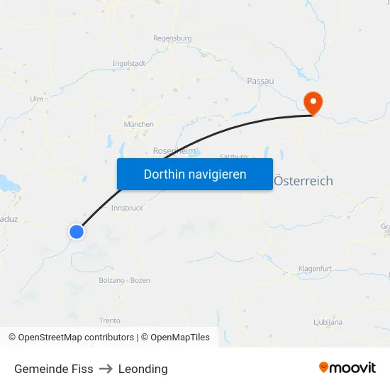 Gemeinde Fiss to Leonding map