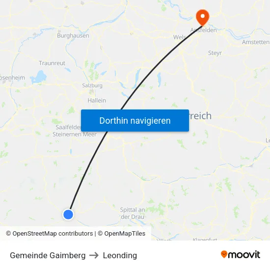 Gemeinde Gaimberg to Leonding map