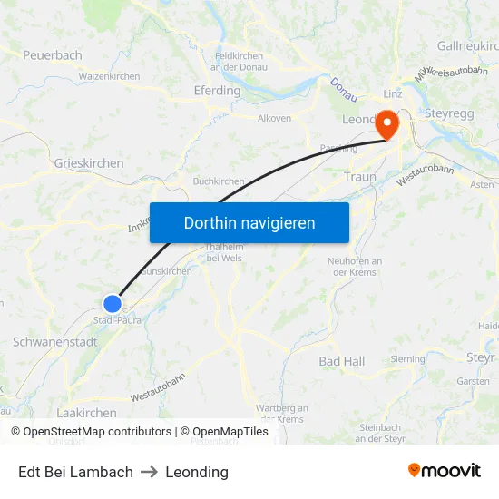 Edt Bei Lambach to Leonding map