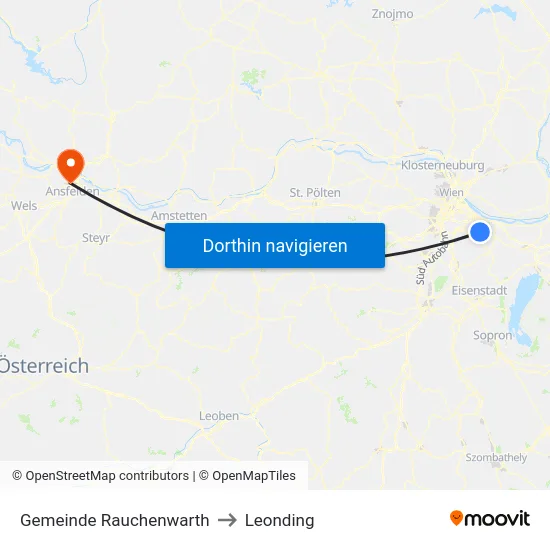 Gemeinde Rauchenwarth to Leonding map