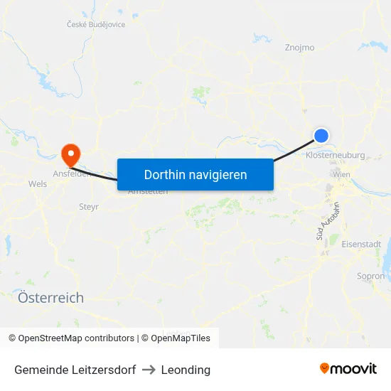 Gemeinde Leitzersdorf to Leonding map