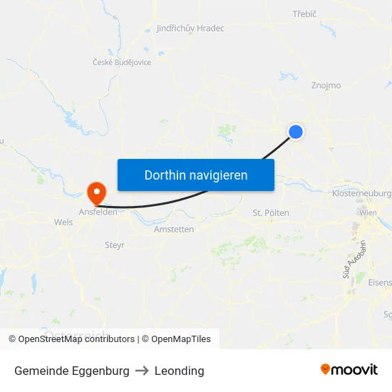 Gemeinde Eggenburg to Leonding map