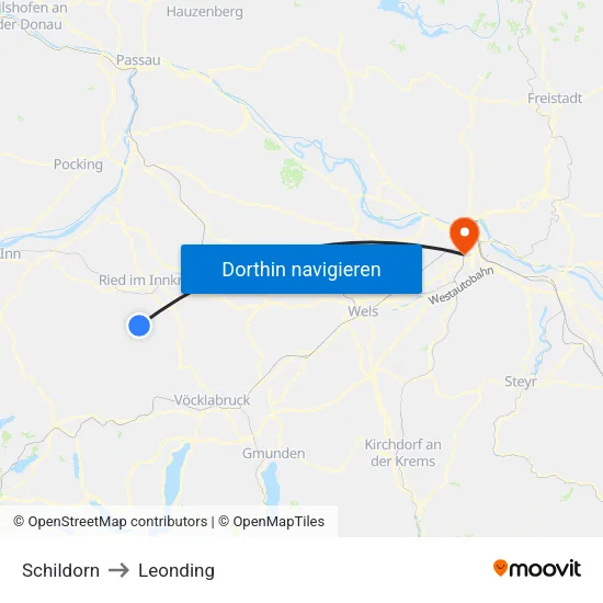 Schildorn to Leonding map