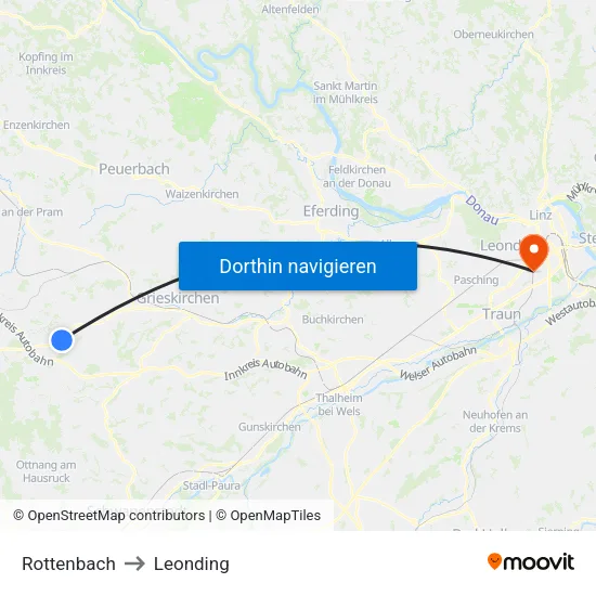 Rottenbach to Leonding map