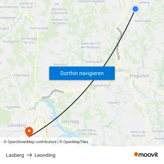 Lasberg to Leonding map