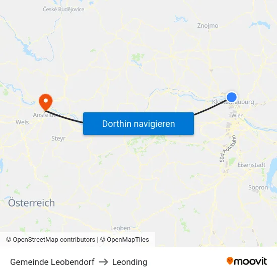 Gemeinde Leobendorf to Leonding map