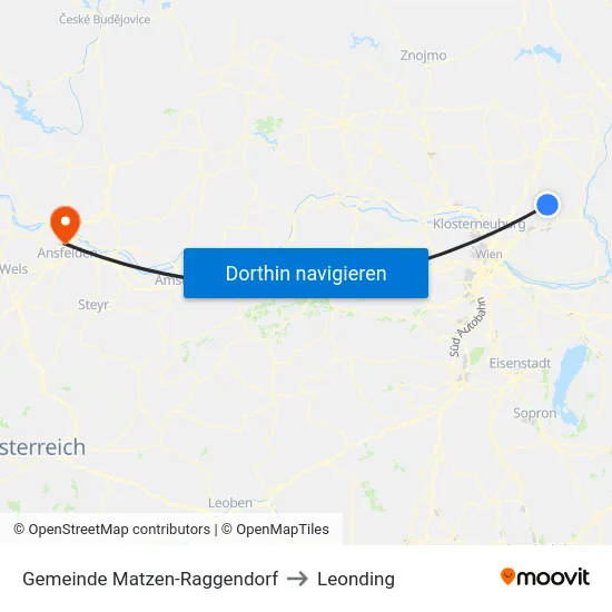 Gemeinde Matzen-Raggendorf to Leonding map