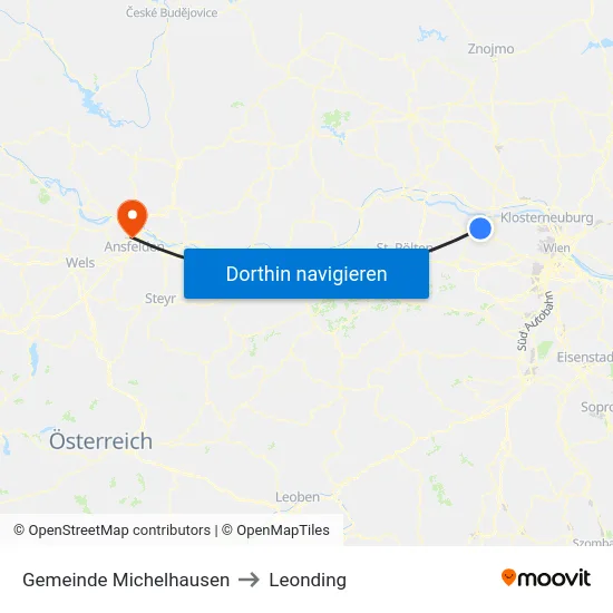 Gemeinde Michelhausen to Leonding map