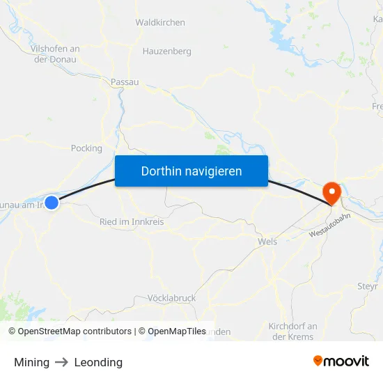Mining to Leonding map