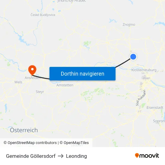 Gemeinde Göllersdorf to Leonding map