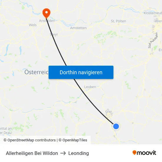 Allerheiligen Bei Wildon to Leonding map