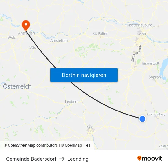 Gemeinde Badersdorf to Leonding map