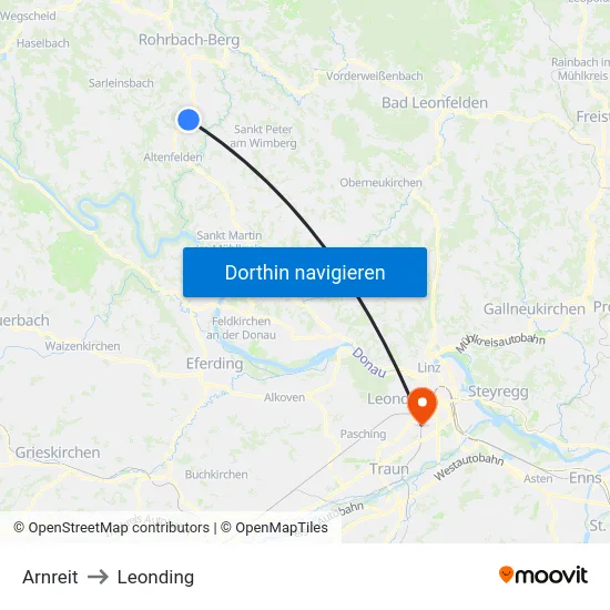 Arnreit to Leonding map