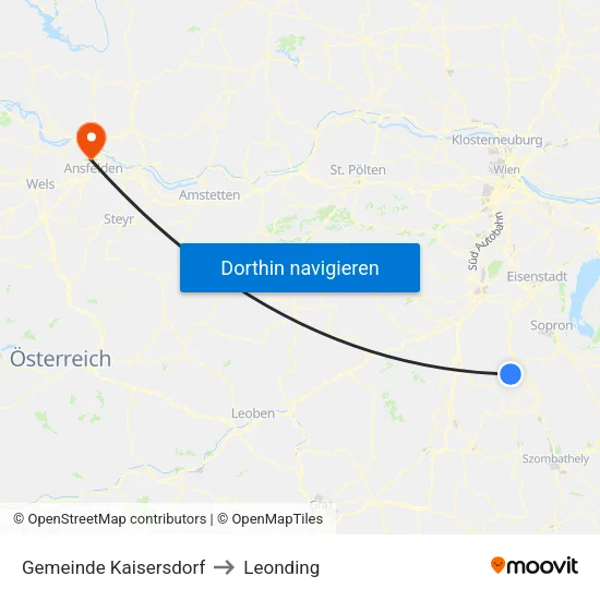Gemeinde Kaisersdorf to Leonding map