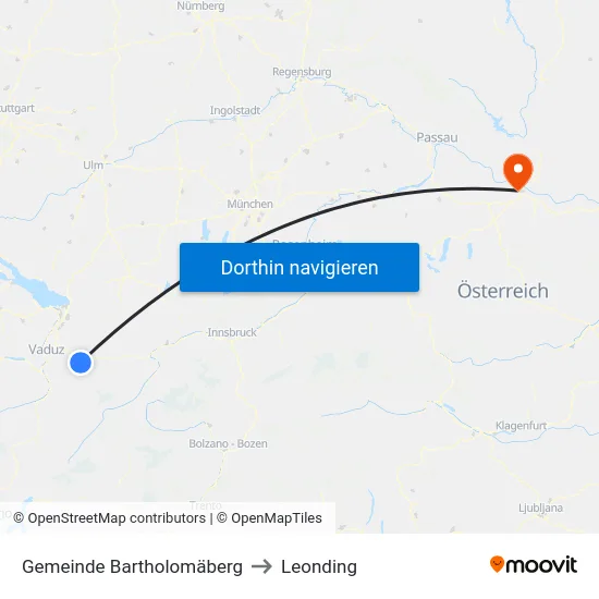 Gemeinde Bartholomäberg to Leonding map