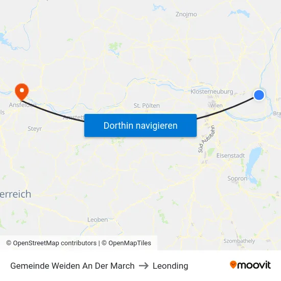 Gemeinde Weiden An Der March to Leonding map