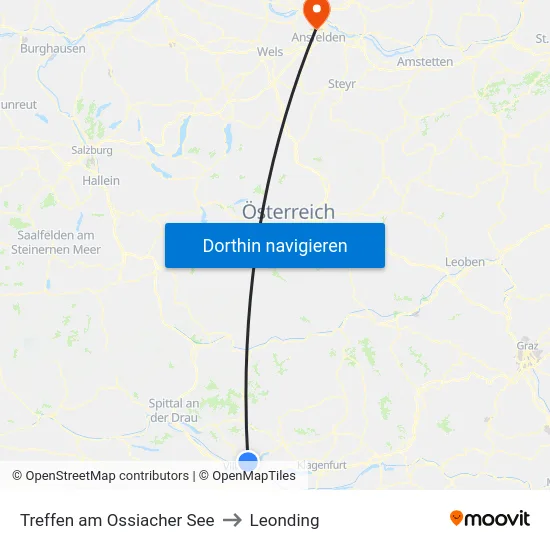 Treffen am Ossiacher See to Leonding map