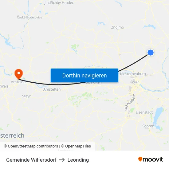 Gemeinde Wilfersdorf to Leonding map