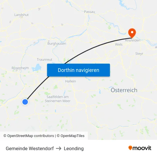 Gemeinde Westendorf to Leonding map