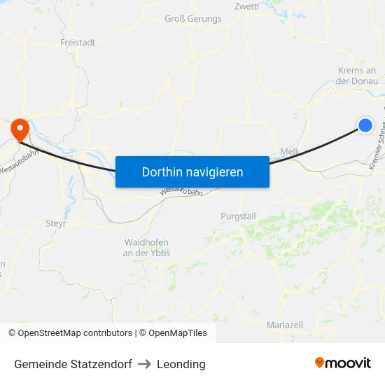 Gemeinde Statzendorf to Leonding map