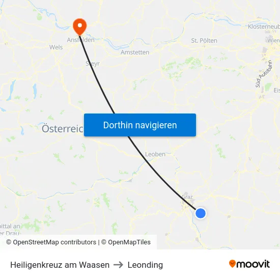Heiligenkreuz am Waasen to Leonding map