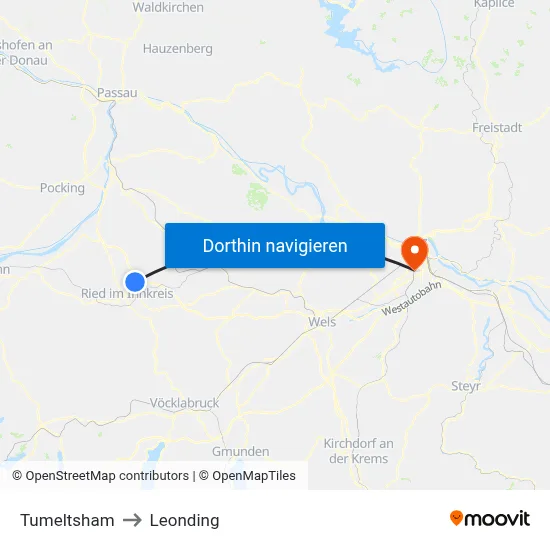 Tumeltsham to Leonding map