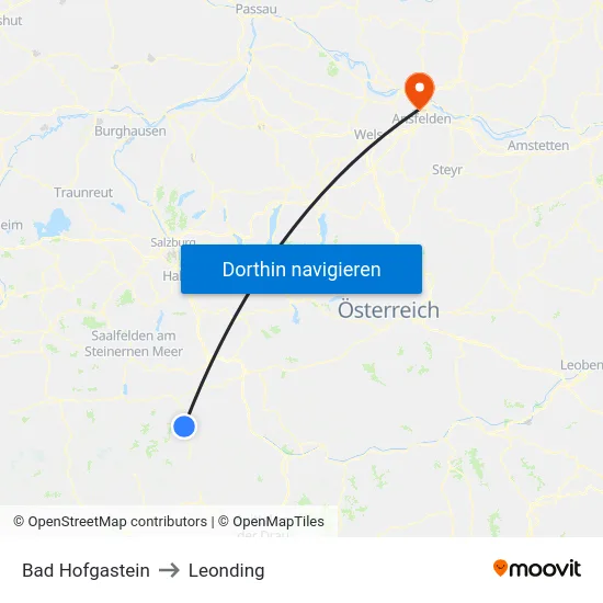 Bad Hofgastein to Leonding map