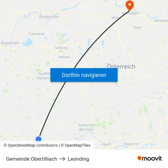 Gemeinde Obertilliach to Leonding map