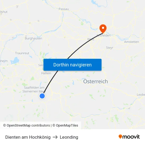 Dienten am Hochkönig to Leonding map