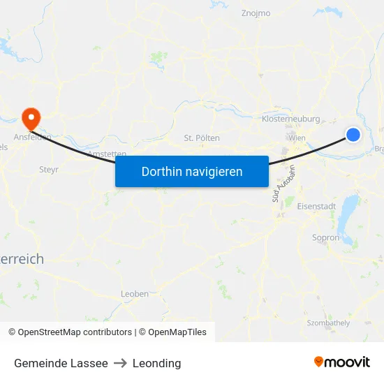 Gemeinde Lassee to Leonding map