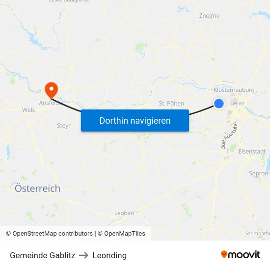 Gemeinde Gablitz to Leonding map