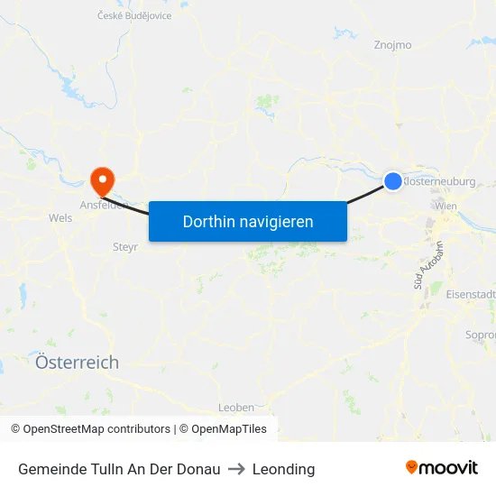 Gemeinde Tulln An Der Donau to Leonding map