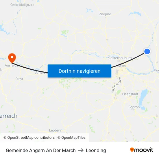 Gemeinde Angern An Der March to Leonding map