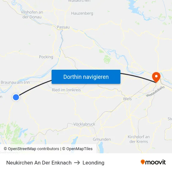 Neukirchen An Der Enknach to Leonding map