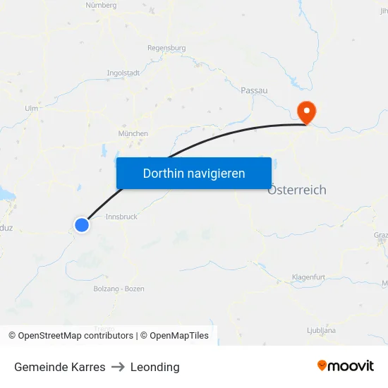 Gemeinde Karres to Leonding map