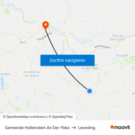 Gemeinde Hollenstein An Der Ybbs to Leonding map