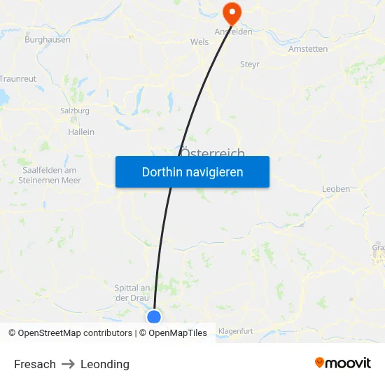 Fresach to Leonding map