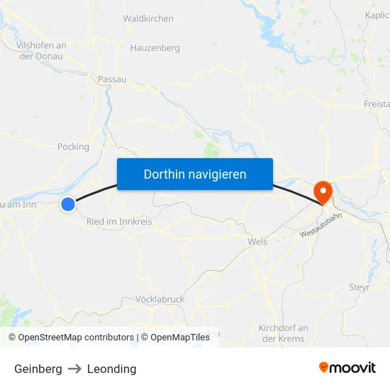 Geinberg to Leonding map