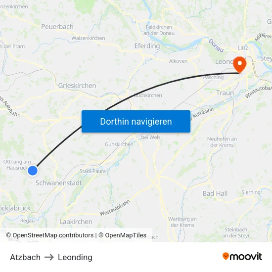 Atzbach to Leonding map