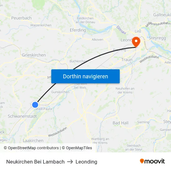 Neukirchen Bei Lambach to Leonding map