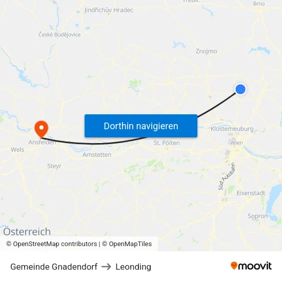 Gemeinde Gnadendorf to Leonding map