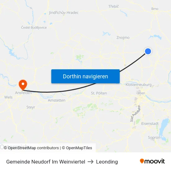 Gemeinde Neudorf Im Weinviertel to Leonding map