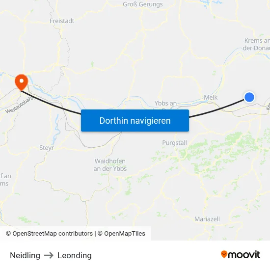 Neidling to Leonding map