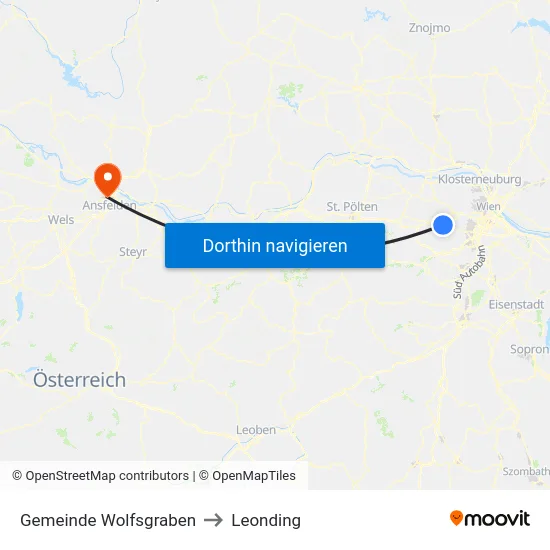Gemeinde Wolfsgraben to Leonding map