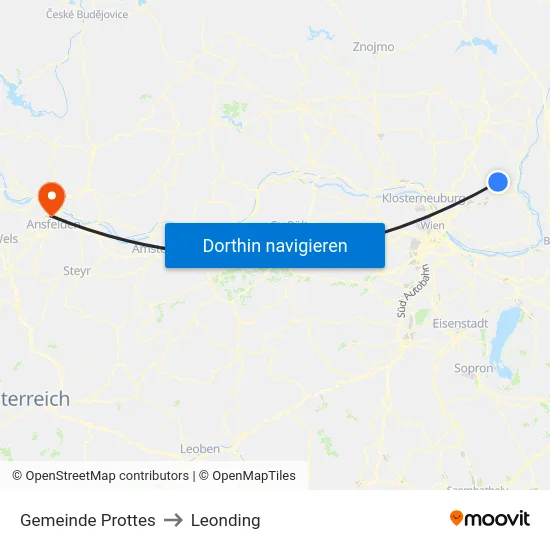 Gemeinde Prottes to Leonding map