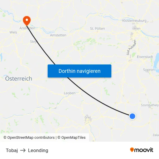 Tobaj to Leonding map