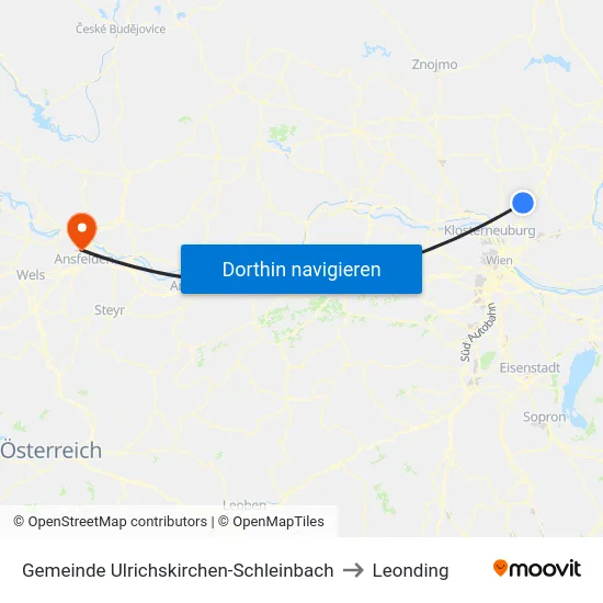 Gemeinde Ulrichskirchen-Schleinbach to Leonding map