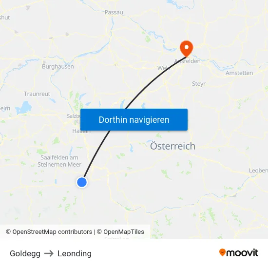 Goldegg to Leonding map